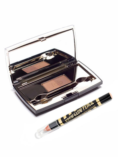 Eyebrow stencil kit and highlighter #color_dark-brown-chocolate